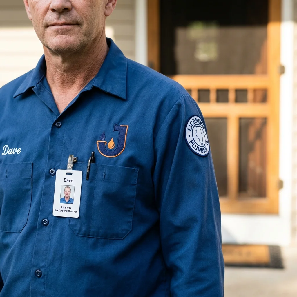 Licensed plumber showing ID badge in Glenwood City, WI