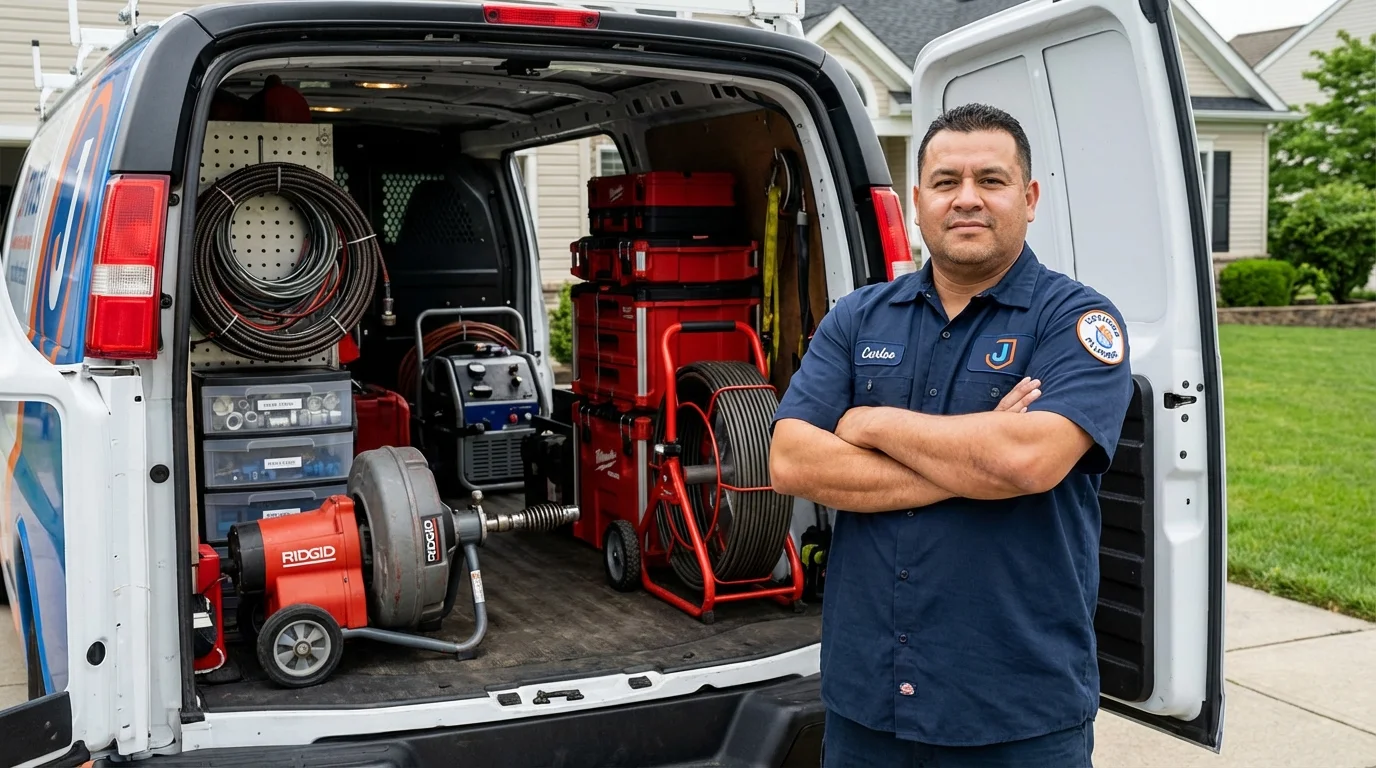 Professional drain cleaning equipment and Johns Plumbing LLC plumber in Glenwood City