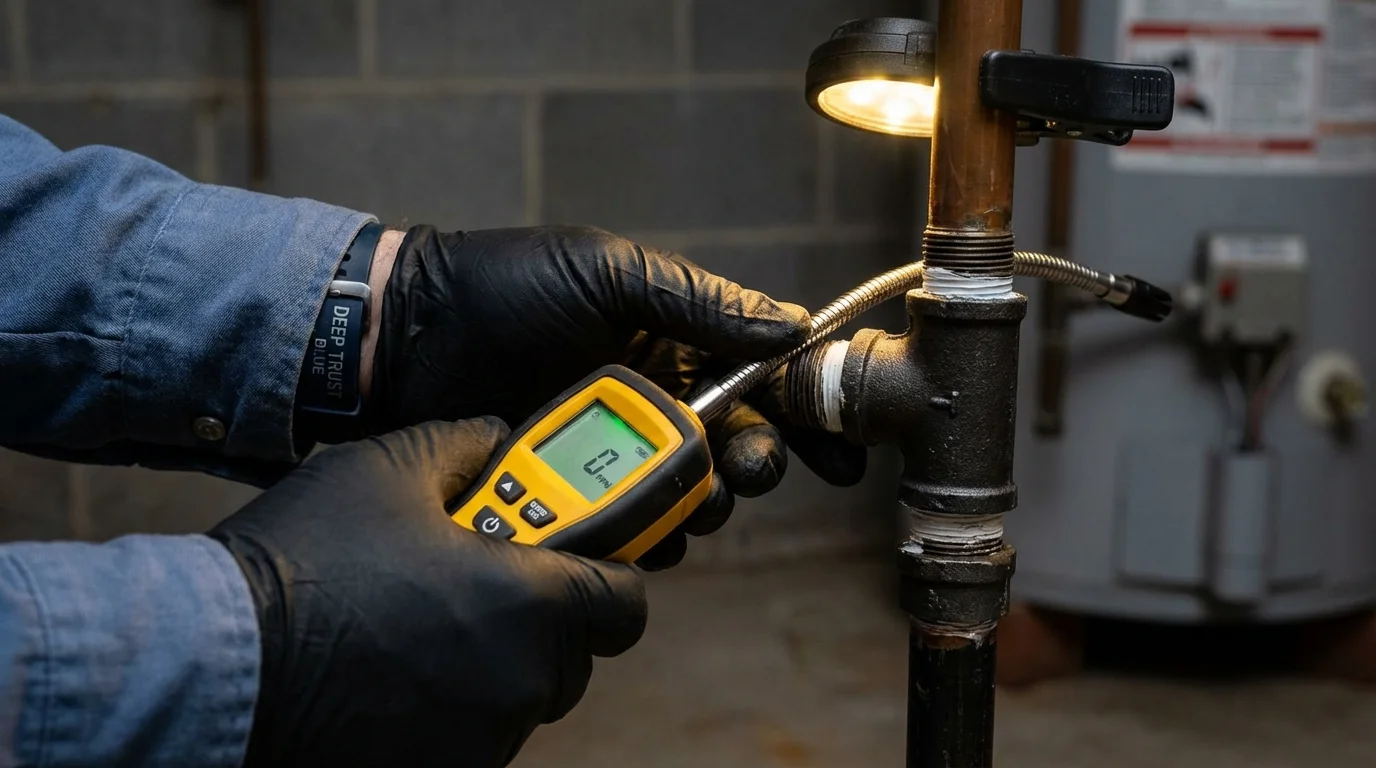 Gas leak detection with electronic sniffer by Johns Plumbing LLC in Glenwood City