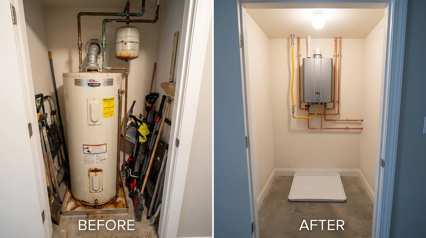 Tank water heater versus wall-mounted tankless unit comparison for Glenwood City, WI homeowners